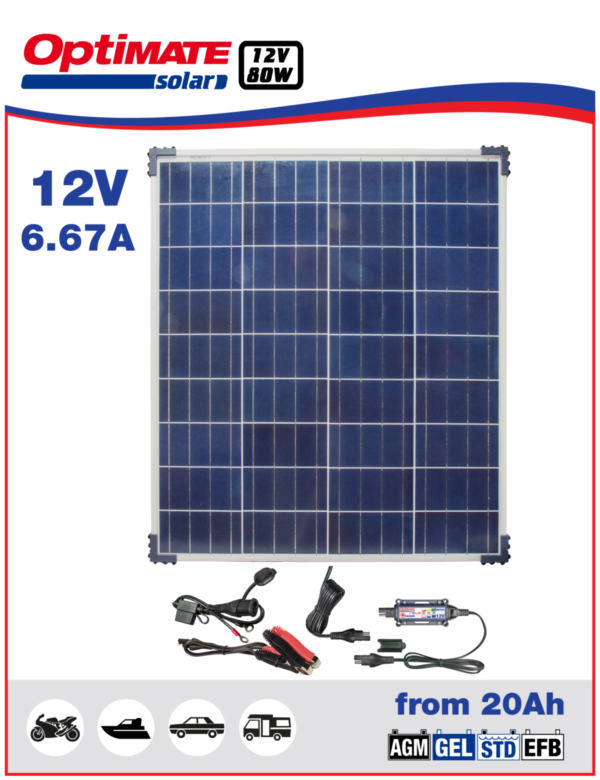 Солнечное зарядное устройство аккумулятора Optimate Solar 80W TM523-8kit1